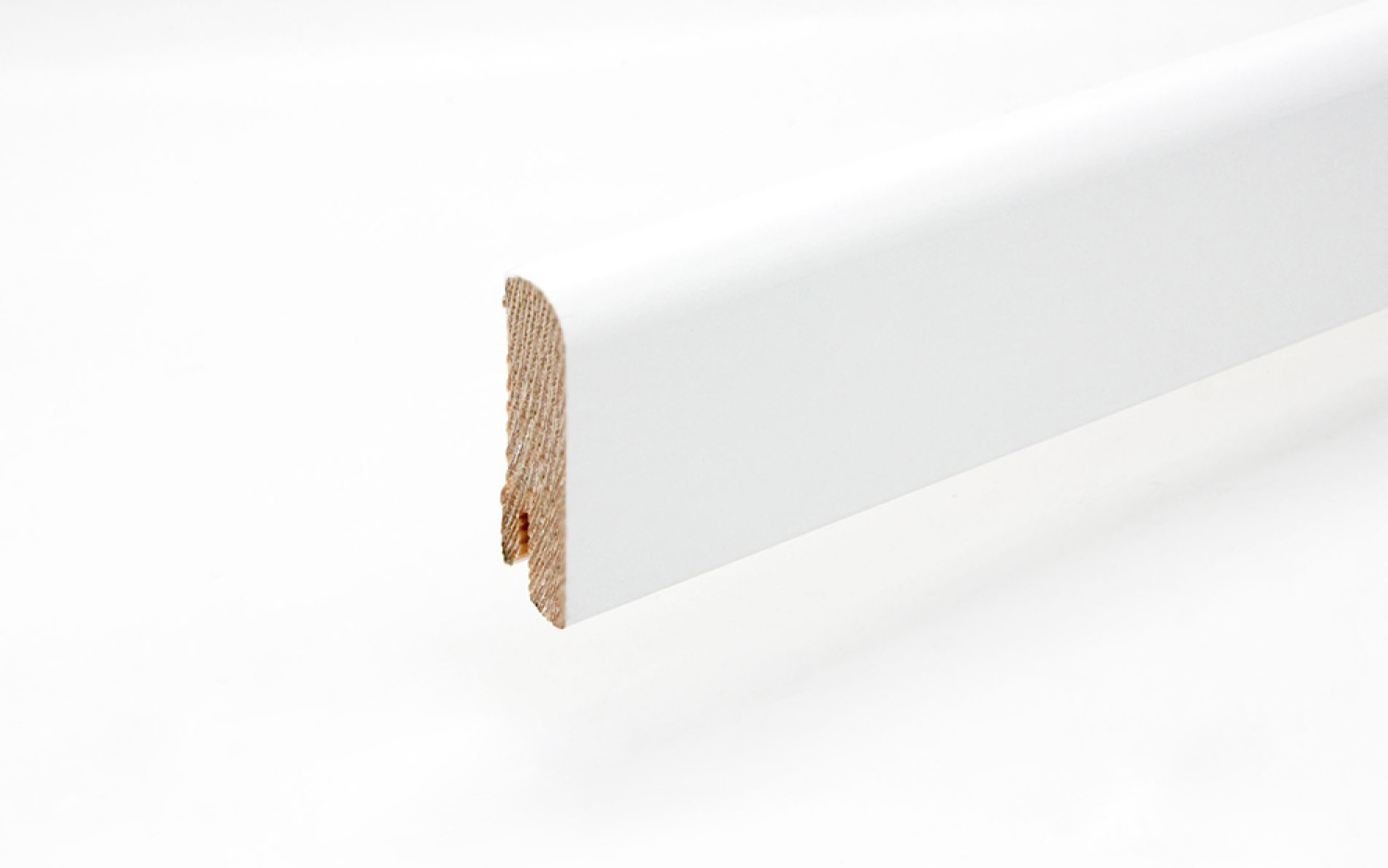 Listwa przypodłogowa 18 x 58 x 2400 mm lite drewno zaokrąglone białe lakierowane Clip-Nut