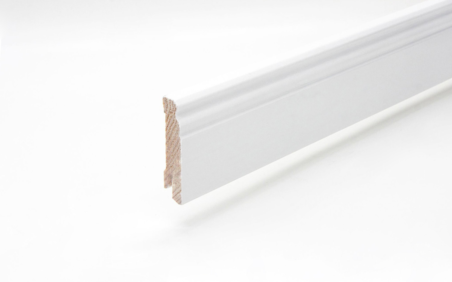 Listwa przypodłogowa 18 x 70 x 2400 mm lite drewno białe lakierowane Altdeutsch 70 z rowkiem na klips