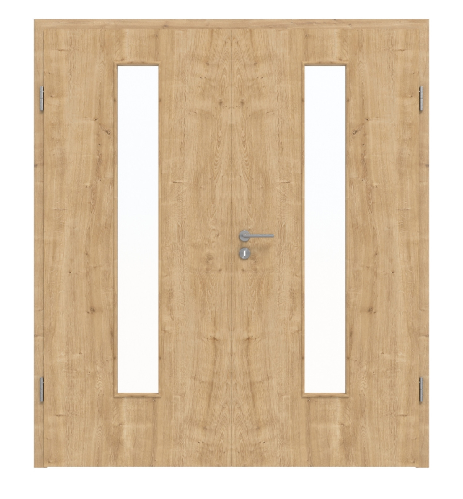 Front view of Wildeiche LA 24 BaseLine Duradecor double door including frame - Hörmann