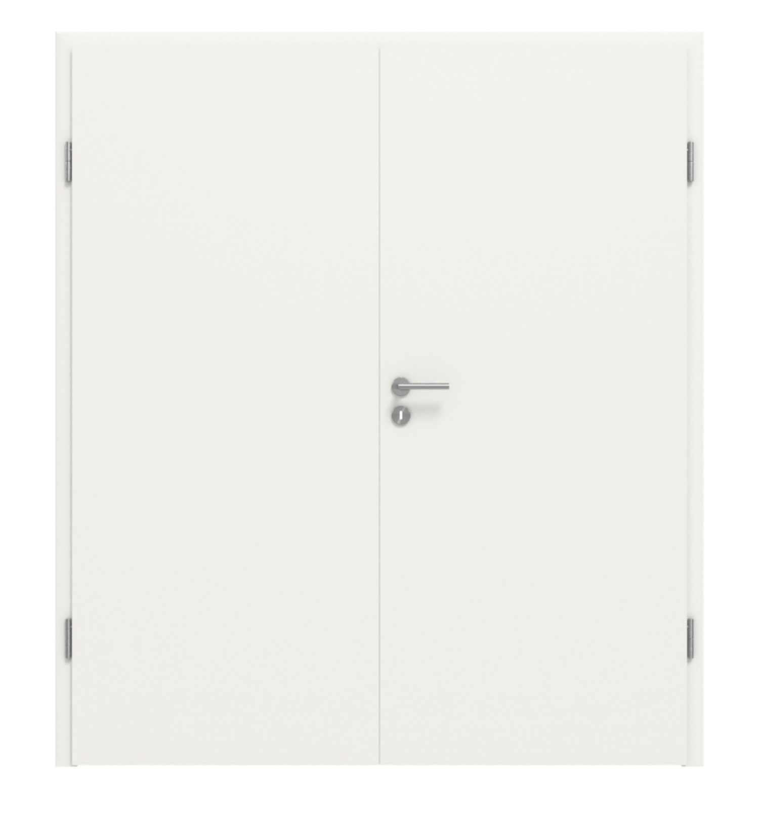 Widok z przodu białej, podobnej do RAL 9016, podstawowej lakierowanej podwójnej drzwi z ościeżnicą - Huga