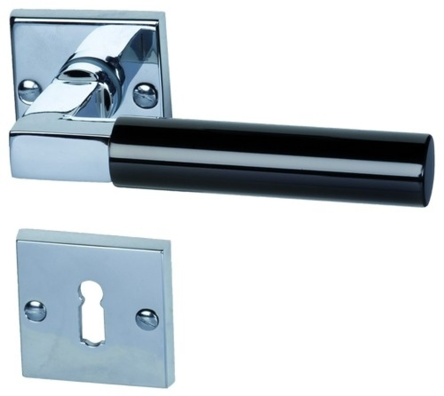 SÜDMETALL Zamek Alaska Square-R Chrom/Czarny-pol. Vario Star do drzwi wejściowych mieszkań.