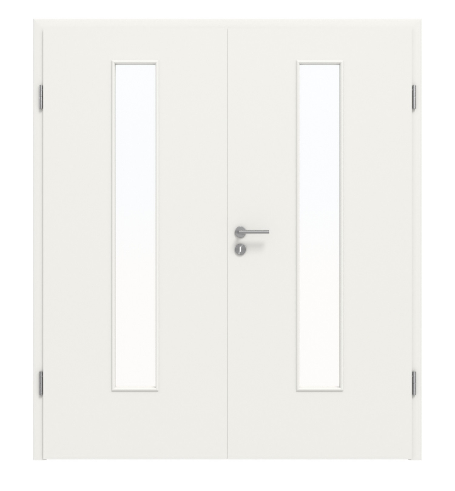 Widok z przodu białej podobnej do RAL 9016 LA 24 Basic Lakierowanej podwójnej drzwi w komplecie z ościeżnicą - Huga