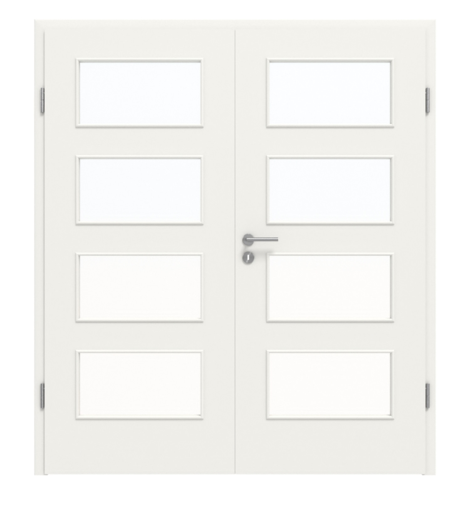 Widok z przodu białej podobnej do RAL 9016 LA 9 Basic lakierowanej podwójnej drzwi z ościeżnicą - Huga