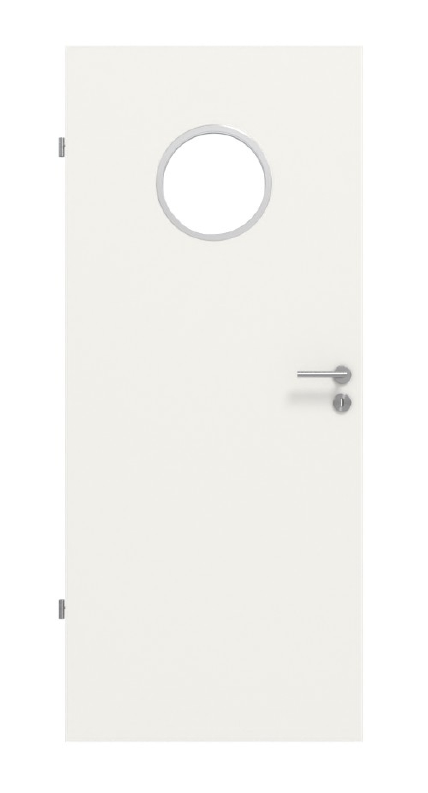 Frontowy obrazek białego podobnego do RAL 9016 LA Bullauge Basic Lakierowana drzwi wewnętrzne - Huga