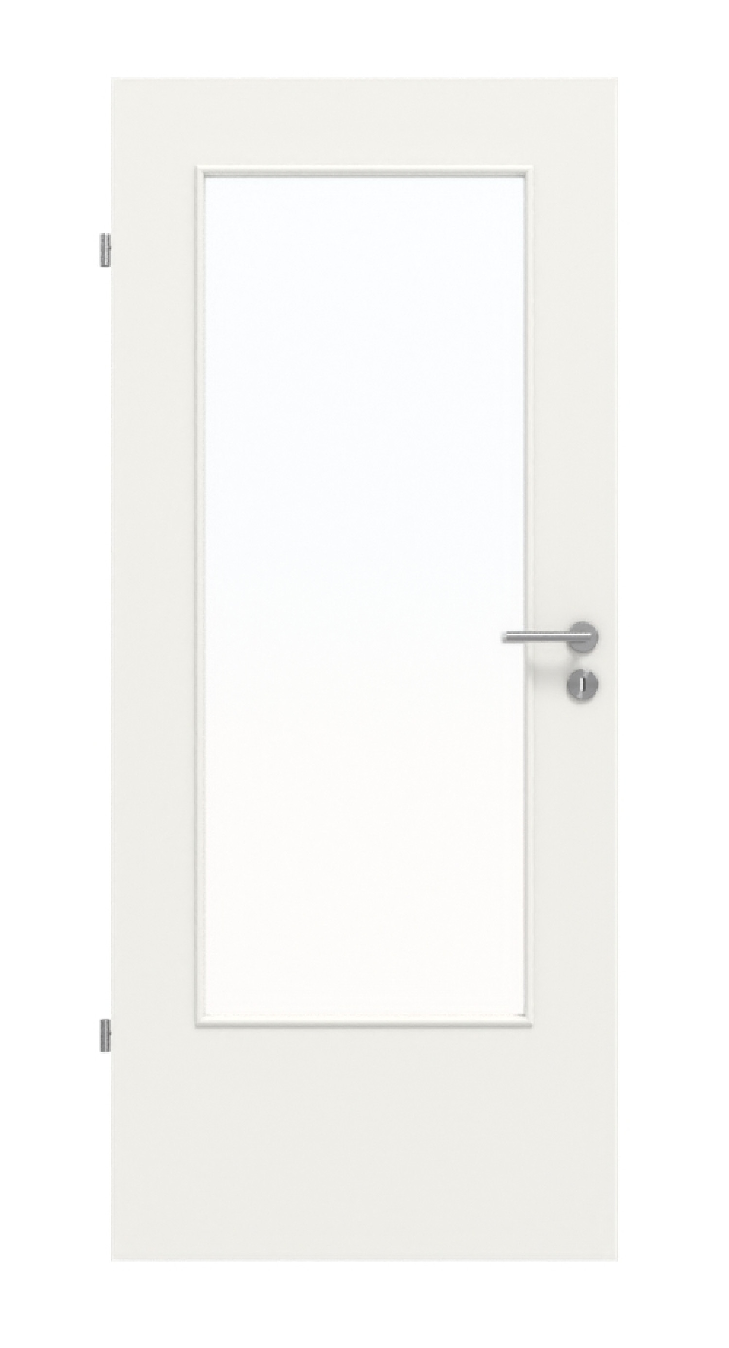 Frontowy obrazek białej podobnej do RAL 9016 drzwi wewnętrznych DIN-LA Basic Lack - Huga