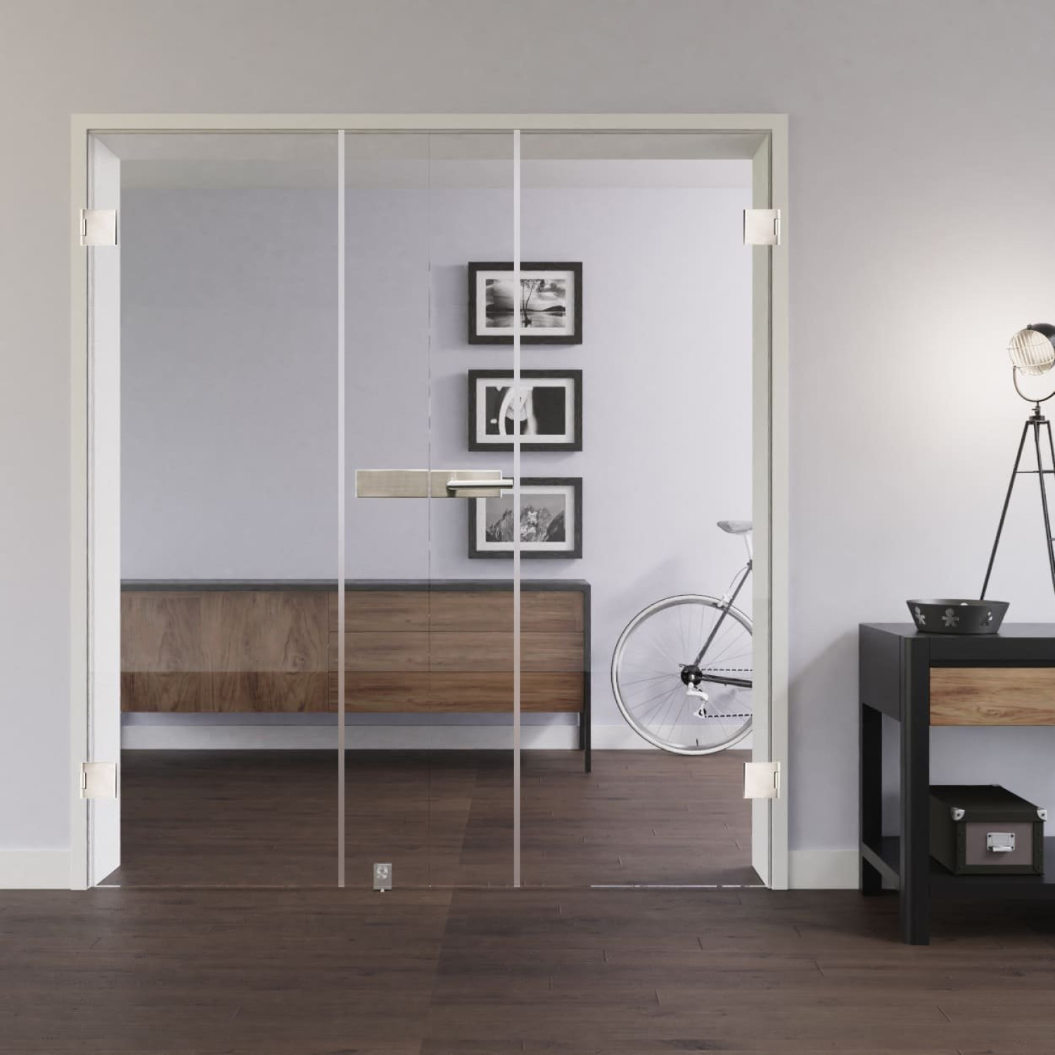 LIENBACHER GLAS Drzwi podwójne całoszklane Model 376 Przezroczyste.