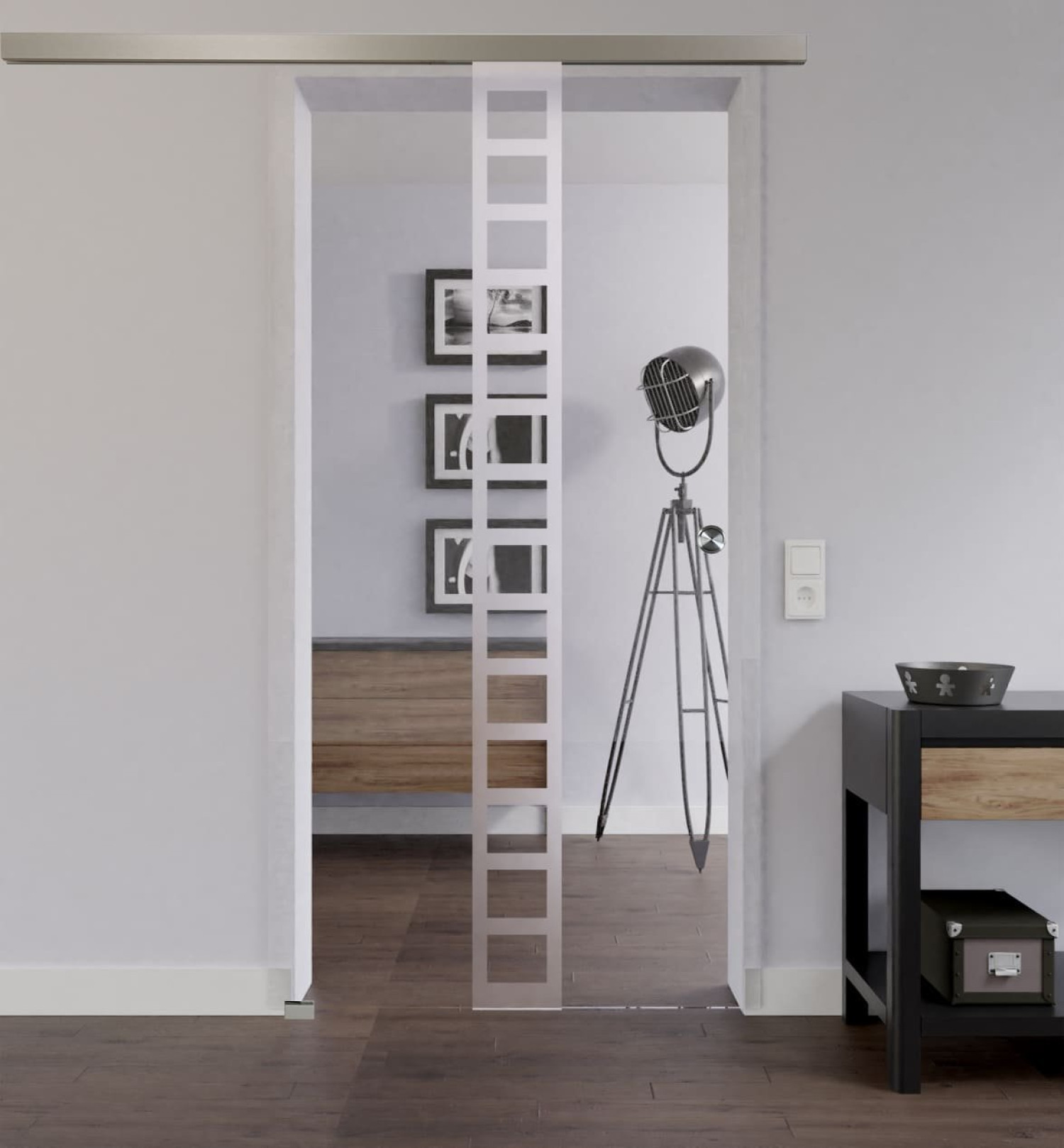 LIENBACHER GLAS Szklane drzwi przesuwne Model 300 negatywne Przezroczyste szkło