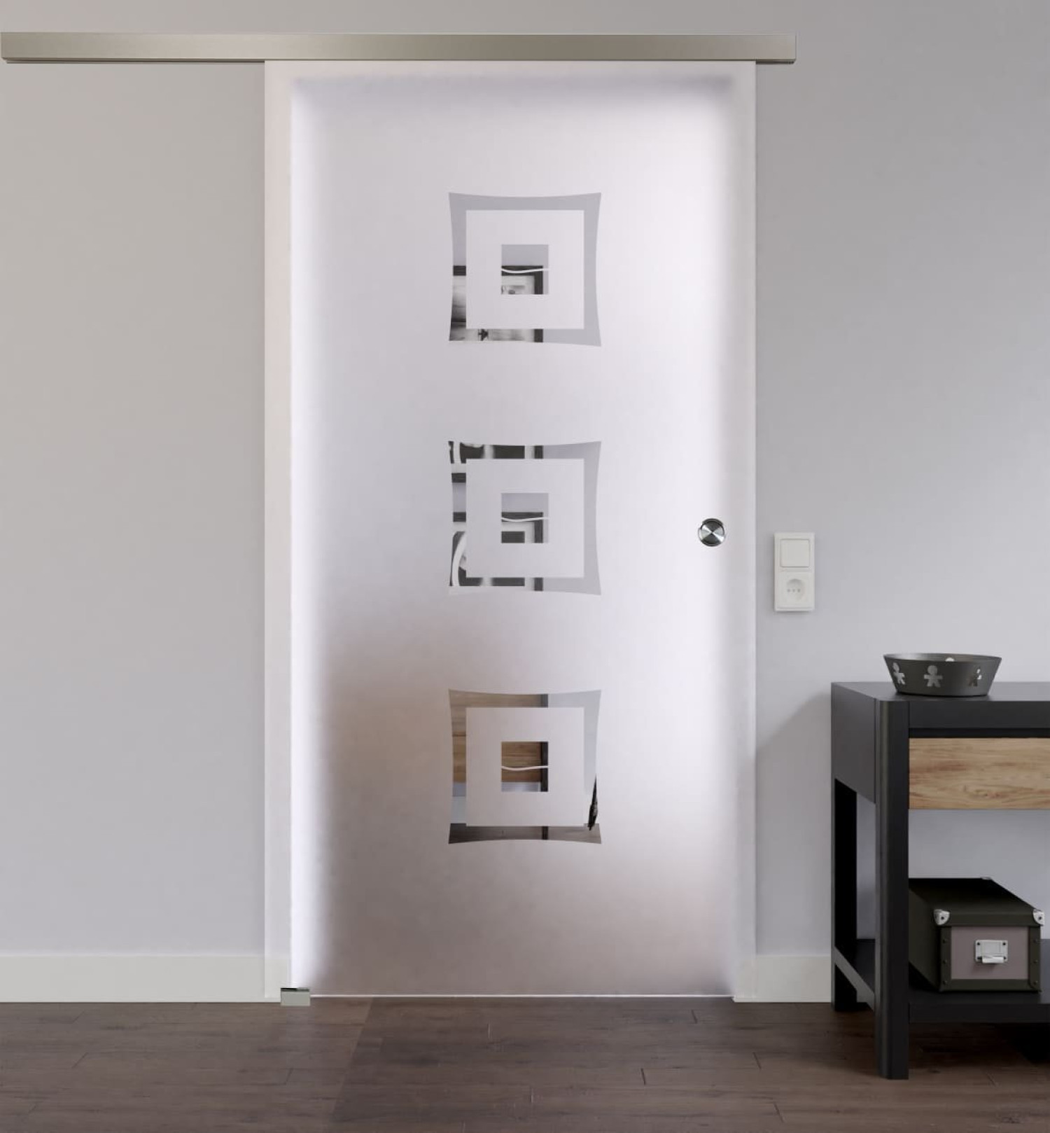 LIENBACHER GLAS Szklane drzwi przesuwne Model 305 negatywne Przezroczyste szkło