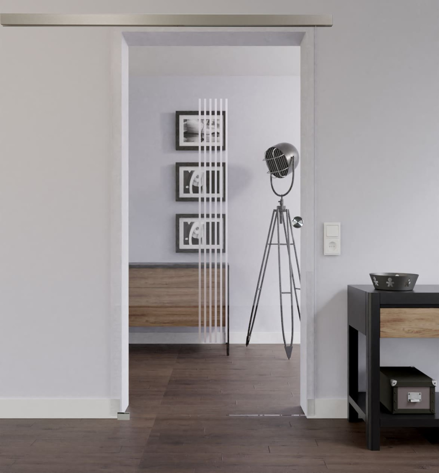 LIENBACHER GLAS Szklane drzwi przesuwne Model 313 negatywne Przezroczyste szkło