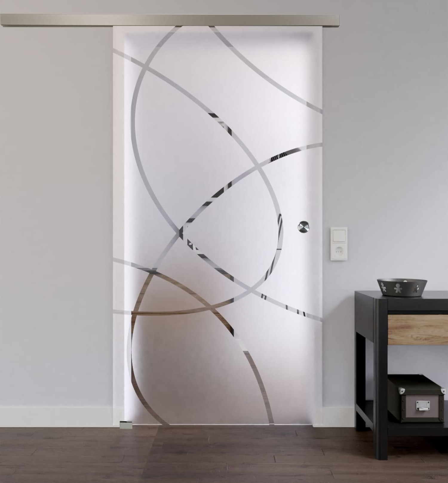 LIENBACHER GLAS Szklane drzwi przesuwne Model 317 negatywne Przezroczyste szkło