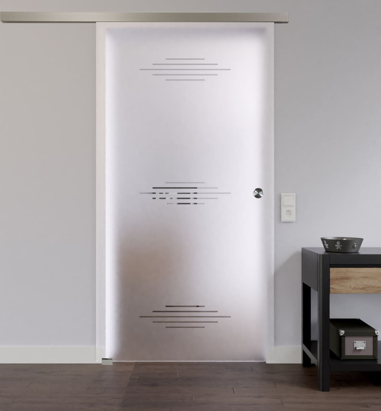 LIENBACHER GLAS Szklane drzwi przesuwne Model 390 negatywne Przezroczyste szkło