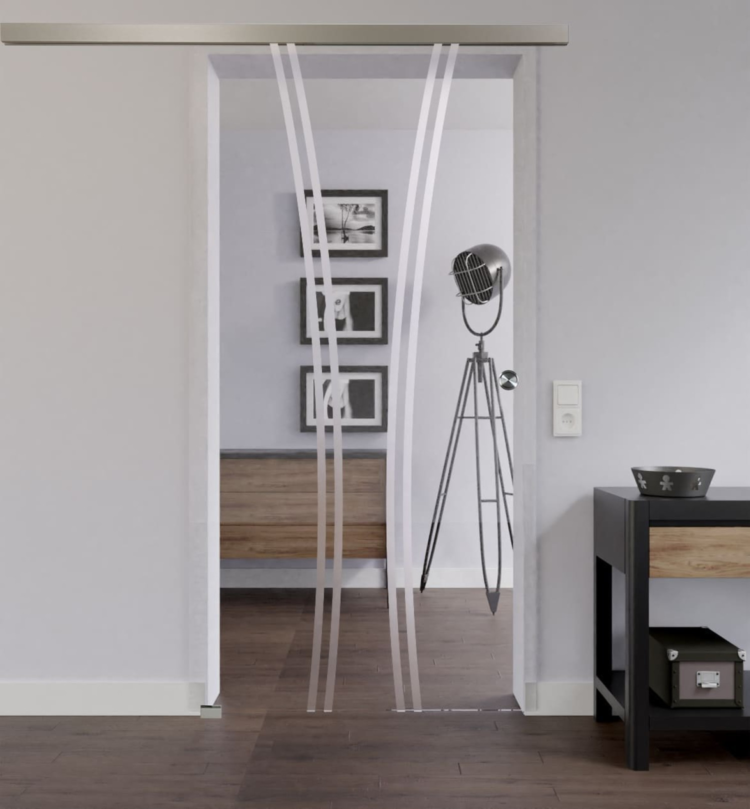 LIENBACHER GLAS Szklane drzwi przesuwne Model 393 negatywne Przezroczyste szkło