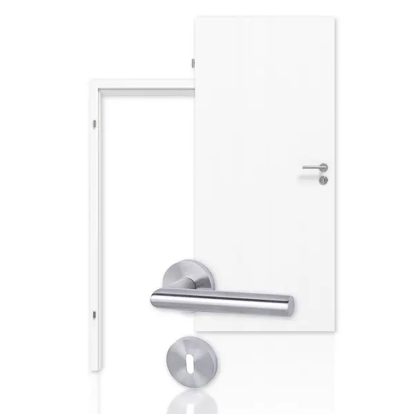 Zdjęcie zestawu drzwi wewnętrznych jesion biały Pore ES 242 PortaLit z ościeżnicą i klamką