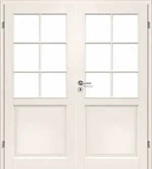 Zdjęcie modelu Kirsten LA-6G, masywne stylowe drzwi dwuskrzydłowe z wycięciem na szybę wraz z ościeżnicą - Jeld-Wen