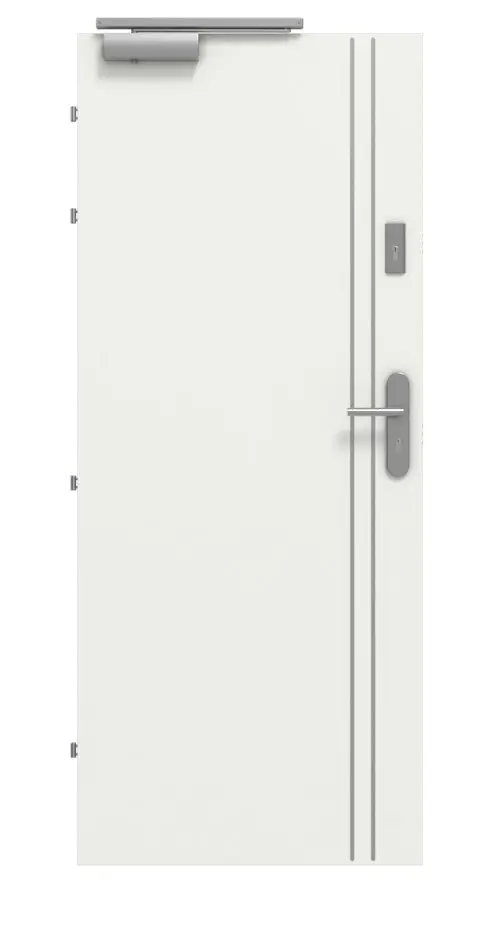 CLASSEN drzwi przeciwpożarowych EI30 42db Venom Alu M6 biały RAL 9003 HPL