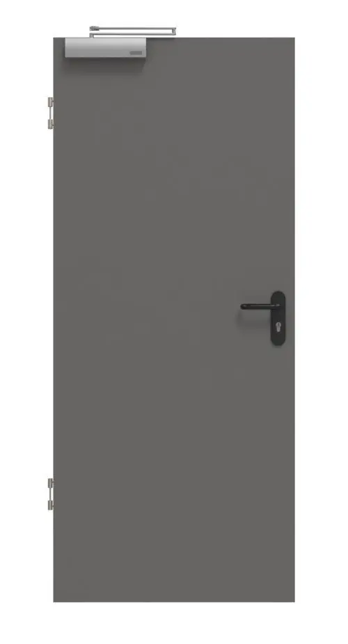 Widok frontowy firmy Huga drzwi przeciwpożarowe Hygge szary RAL 7037 Duradecor ProLine