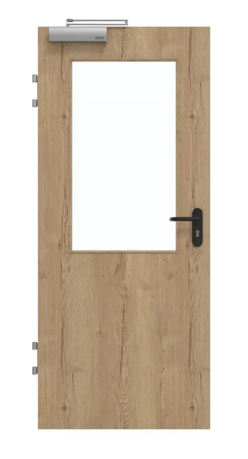 GARANT Drzwi przeciwpożarowe T30 Authentic dąb szczelinowy GCK08 z przeszkleniem LA-6