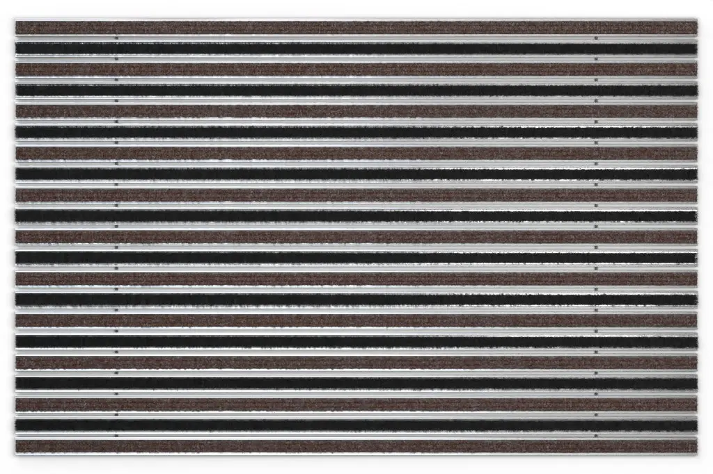 Widok z góry maty z profilu aluminiowego KLASSIK ryps T08PP brązowy / Brush BL01 czarny - Entrada