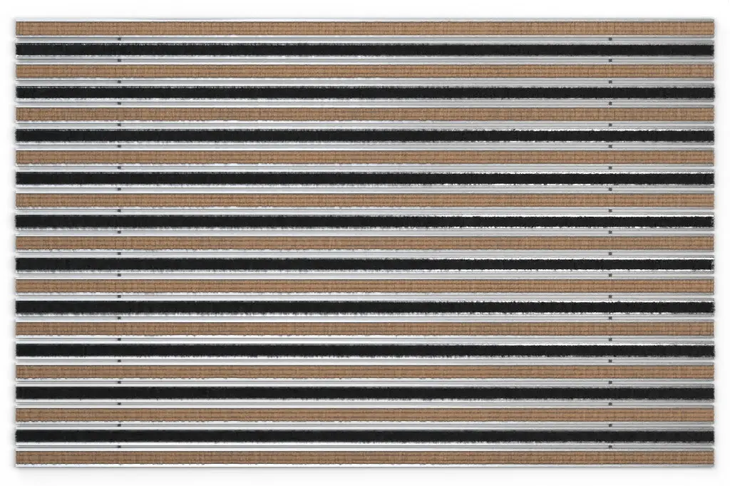 Widok z góry na matę z profilu aluminiowego KLASSIK ryps T11PP kokos / Brush BL01 czarny - Entrada