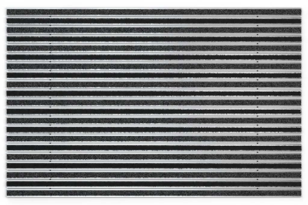 Widok z góry maty z profilu aluminiowego KLASSIK ryps T01PP czarny / Brush BL01 czarny - Entrada