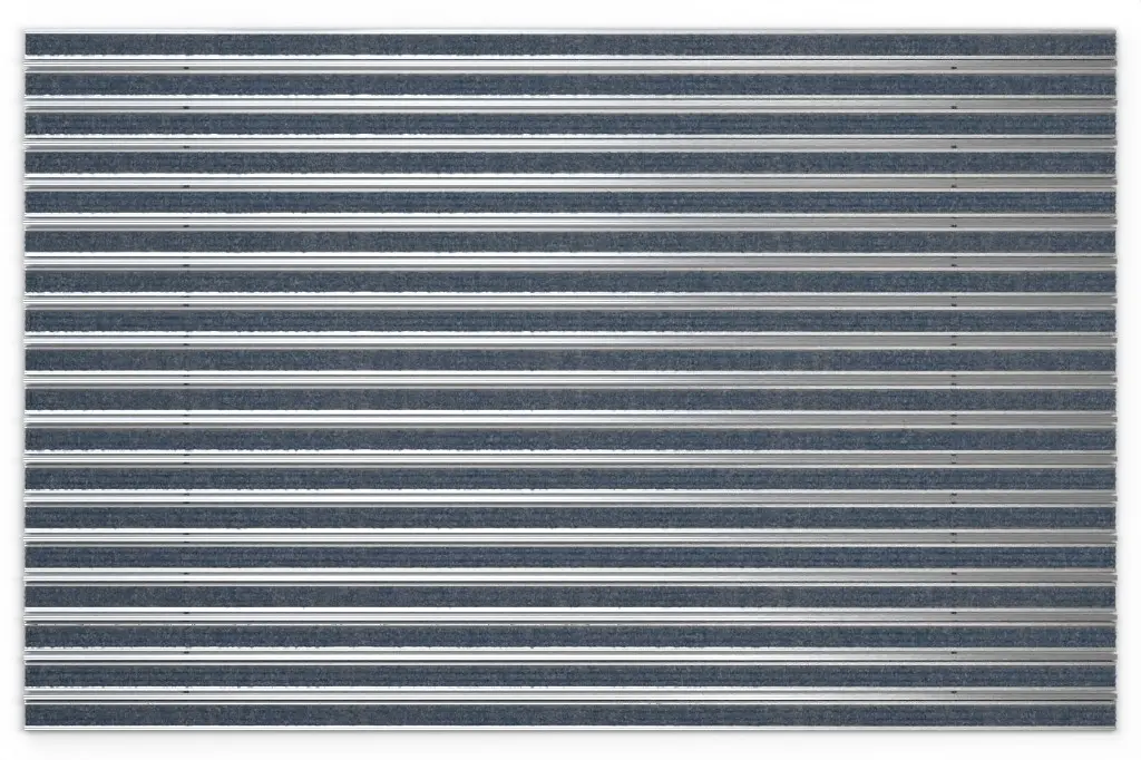 Widok z góry maty z profilu aluminiowego KLASYCZNY ryps T06PP niebieski/szary / listwa ochronna - Entrada