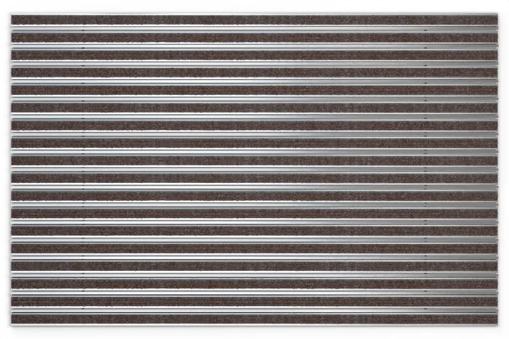 Widok z góry maty z profilu aluminiowego KLASSIK ryps T08PP brązowy / miniszczotka - Entrada