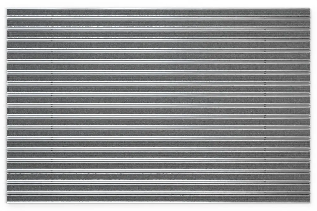 Widok z góry na matę z profilu aluminiowego KLASSIK ryps T05PP szary / listwa ochronna - Entrada