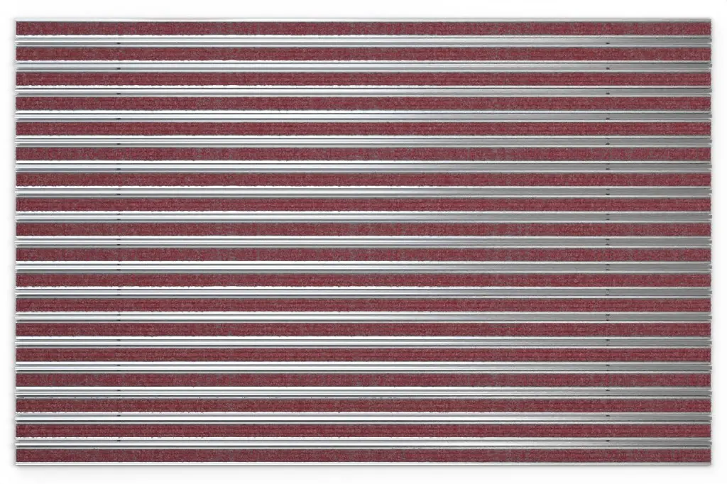 Widok z góry maty z profilu aluminiowego KLASSIK ryps T09PP czerwony / listwa ochronna - Entrada