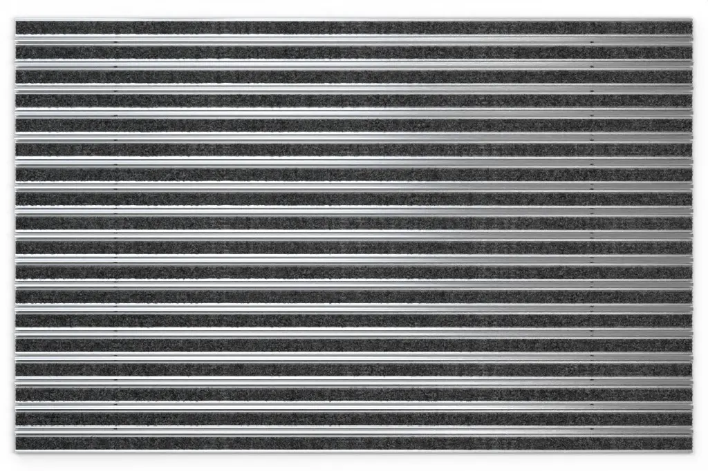 Widok z góry maty z profilu aluminiowego KLASYCZNY ryps T01PP czarny / listwa ochronna - Entrada