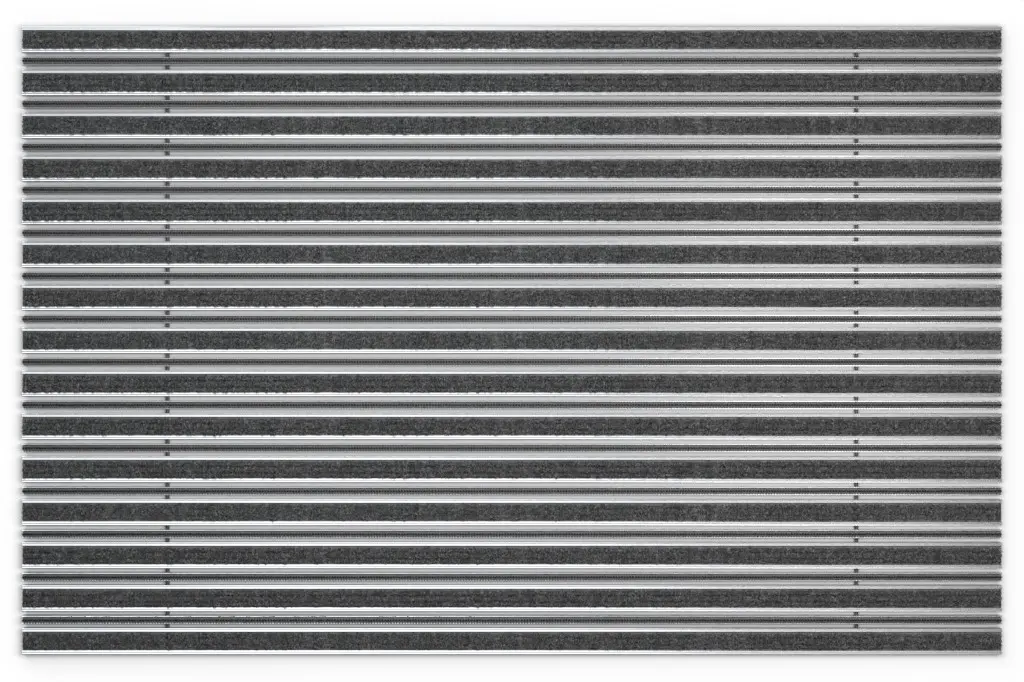 Widok z góry na matę z profilu aluminiowego KLASSIK ryps T03PP antracyt / miniszczotkę MB01 czarny - Entrada