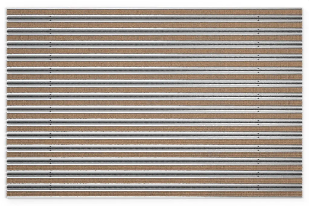 Widok z góry na matę z profilu aluminiowego KLASSIK ryps T11PP kokos / miniszczotka MB01 czarny - Entrada