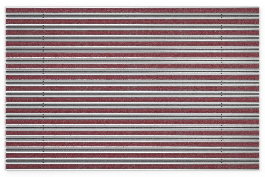 Widok z góry na matę z profilu aluminiowego KLASSIK ryps T09PP czerwony / miniszczotka MB01 czarny - Entrada