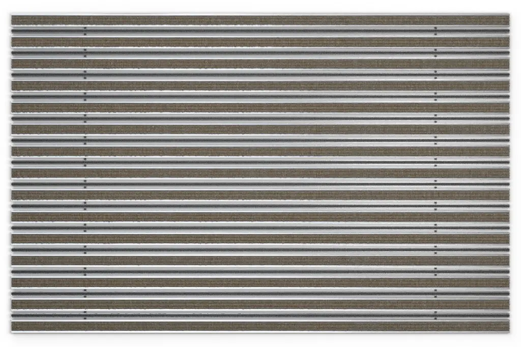 Widok z góry maty z profilu aluminiowego KLASSIK ryps T12PP piaskowy / miniszczotka MB01 czarny - Entrada