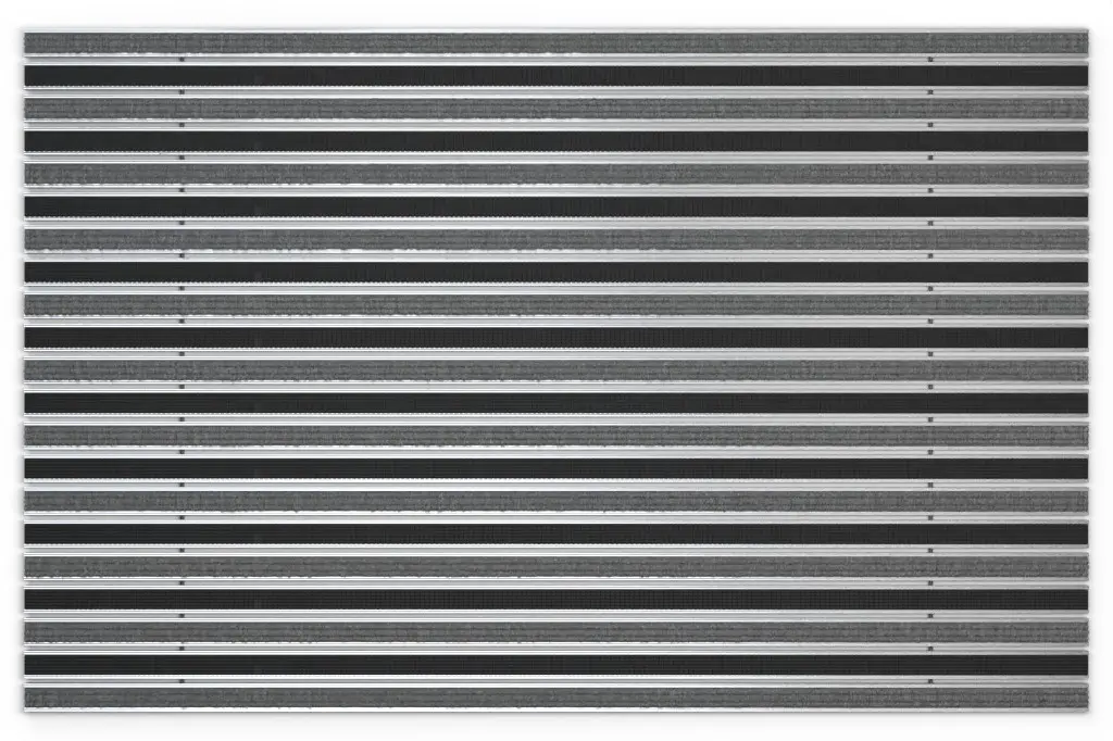 Widok z góry maty z profilu aluminiowego KLASSIK ryps T05PP szary / Safe R01V czarny - Entrada