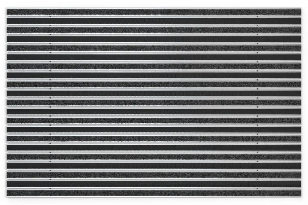 Widok z góry maty z profilu aluminiowego KLASSIK ryps T01PP czarny / Safe R01V czarny - Entrada