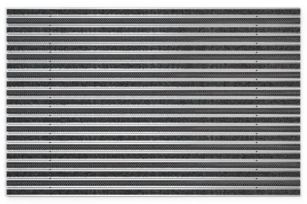 Widok z góry maty z profilu aluminiowego klasyczny ryps T01PP czarny / Work B02 szary - Entrada