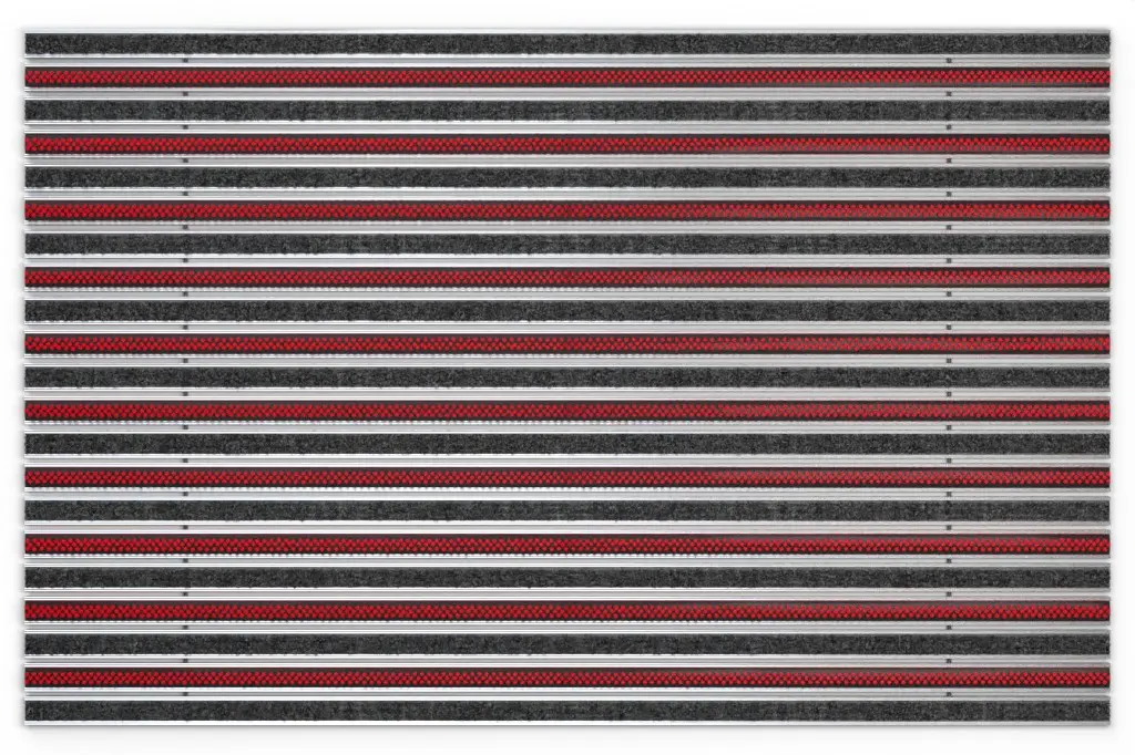 Widok z góry na matę z profilu aluminiowego KLASSIK ryps T01PP czarny / Work B05 czerwony - Entrada