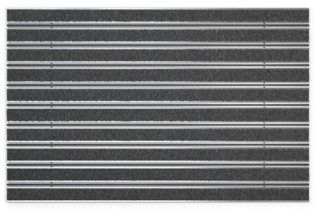 Widok z góry maty z profilu aluminiowego ROYAL ryps T03PP antracyt / mini szczotka MB01 czarny - Entrada