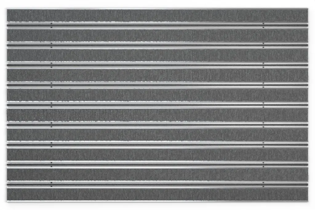 Widok z góry maty z profilu aluminiowego ROYAL ryps T05PP szary / miniszczotka MB01 czarny - Entrada