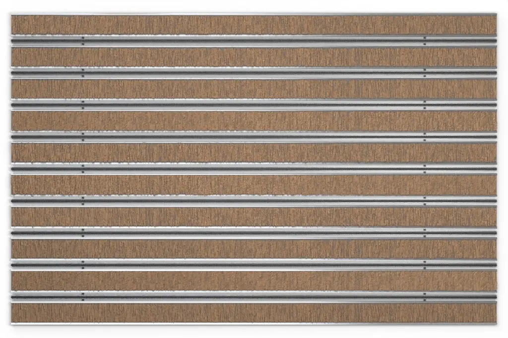 Widok z góry maty z profilu aluminiowego ROYAL ryps T11PP kokos / miniszczotka MB01 czarny - Entrada