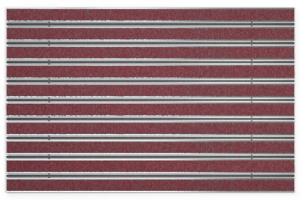 Widok z góry na matę z profilu aluminiowego ROYAL ryps T09PP czerwony / miniszczotka MB01 czarny – Entrada