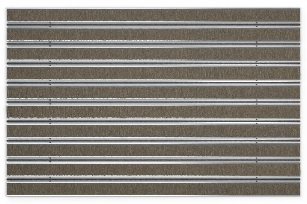 Widok z góry na matę z profilu aluminiowego ROYAL ryps T12PP piasek / miniszczotka MB01 czarny - Entrada