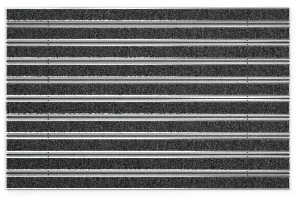 Widok z góry na matę z profilu aluminiowego ROYAL ryps T01PP czarny / miniszczotka MB01 czarny - Entrada