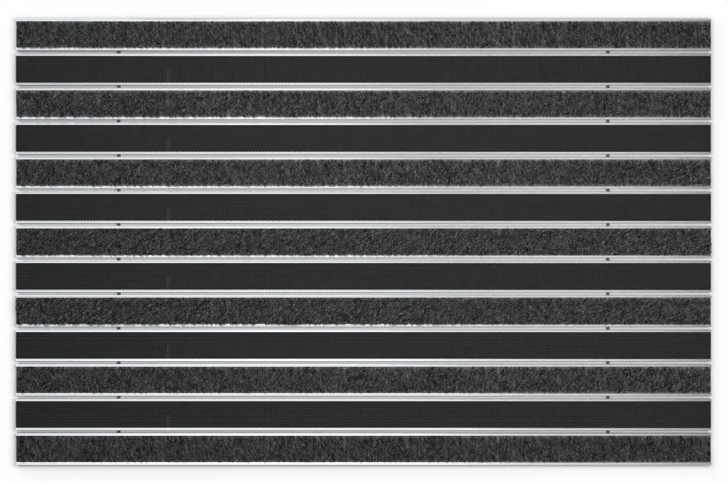 Widok z góry maty z profilu aluminiowego ROYAL ryps T01PP czarny / Safe R01V czarny - Entrada