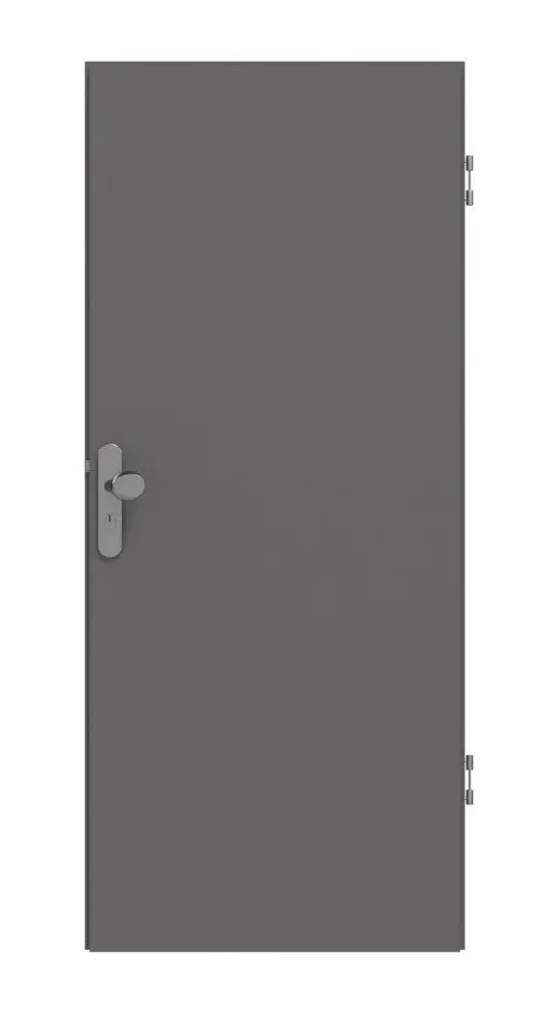 Widok frontowy drzwi wejściowych do mieszkania Huga Hygge szary RAL 7037 Duradecor ProLine