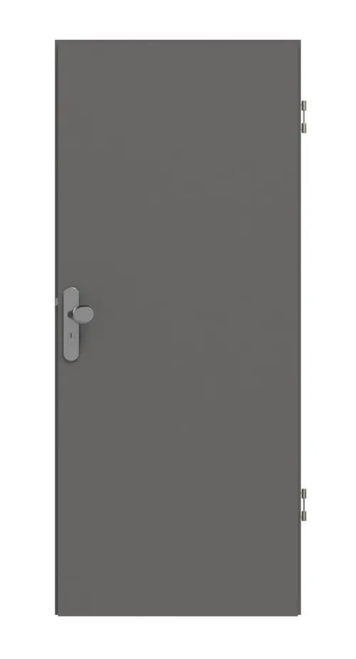 Widok frontowy drzwi wejściowych do mieszkania Hygge marki Huga, szary RAL 7037, lakierowane Basic.