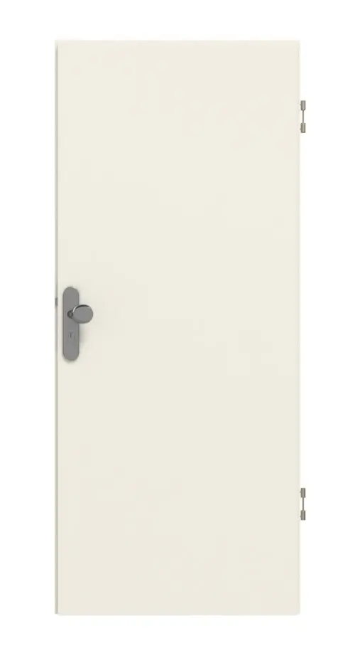 Widok frontowy lakierowanych drzwi wejściowych do mieszkania Basic biały RAL 9010 - Huga