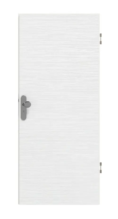 Widok frontowy drzwi wejściowych do mieszkania Basic, biel strukturyzowana - Huga