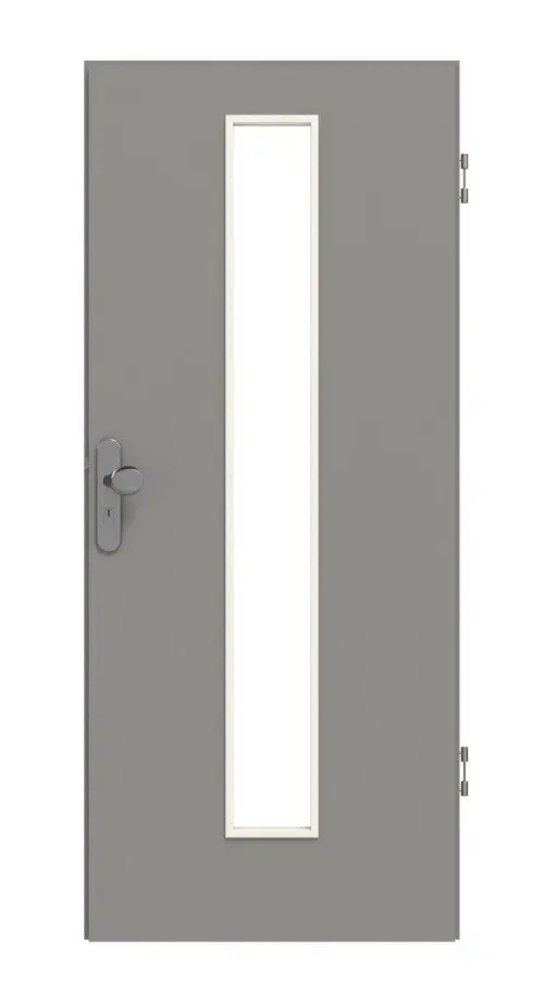 Widok frontowy drzwi wejściowych do mieszkania marki WESTAG Kitt A 446 PortaLit CPL z przeszkleniem LA-1 na środku
