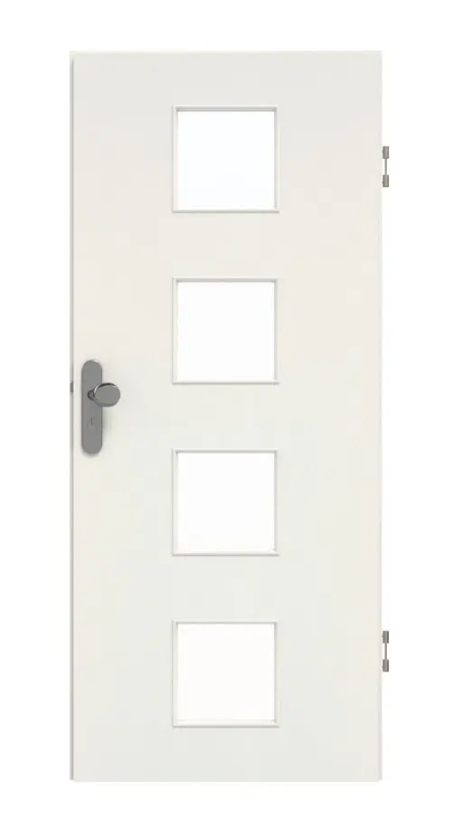 GARANT drzwi wejściowe do mieszkania biel ze strukturą Premium CePaL z wycięciem na szybę LA-10